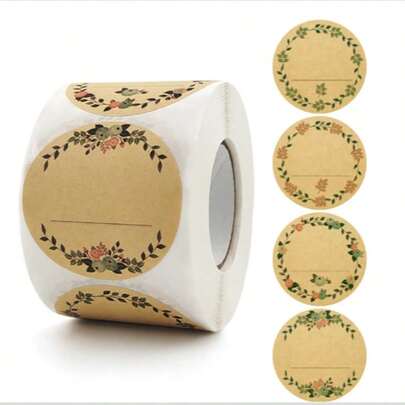 1 Roll 500pcs Flower Sticker Labels, Gift Bag Sealing Stickers, Thank You Stickers, Product Packaging Sealing Labels, Gift Box Decoration Bags, Sealing Stickers, Party Gift Bags, Wedding Gift Bags, School Supplies, Food Bags, Suitable For Candy, Chocolate, Cookies And Other Food Box Sealing Stickers