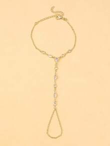 1件装奢华金色水钻多层手指手链，简约百搭精致首饰，女士礼物 - 金色 - 查看 2