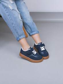 1 Pair Children's Canvas Shoes, 2026 Spring/Autumn Style, Unisex Casual Shoes, White, Suitable For Elementary And Middle School Students, All Seasons - Blue - View 1