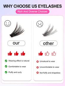 Asiteo 640pcs D-Curl Individualized Lashes, 30D+40D+50D Single Cluster False Eyelashes, High Capacity 3 Styles Natural & Soft Fake Lashes, Comfortable Wear For Daily Life, Wedding, Party, Music Festival, Travel, Gift & Gathering - D - View 5