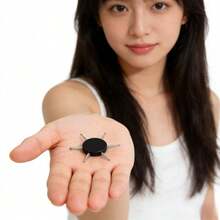 1个6孔不锈钢圆形美甲点钻笔架托盘，花卉图案 - 彩色 - 查看 4