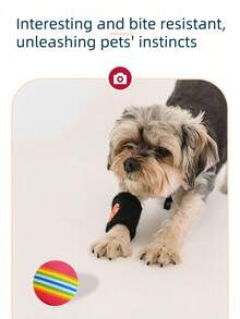 Small, Medium, Large EVA Foam Rainbow Balls, Elastic Bouncy Balls, Pet Toys For Dogs & Cats, Silent Balls - Multicolor - View 5