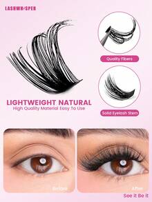 DIY Cluster Lashes 8–16mm Mixed Length – Natural Wispy Individual False Eyelashes, Lightweight & Reusable Lash Extension Kit For Beginners, Includes Tweezers & Lash Brush - View 2