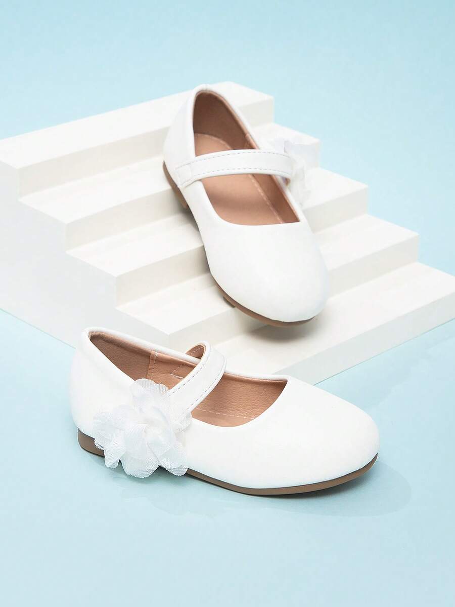 Zapatos de niña con cierre de gancho y bucle, estilo princesa, unicolor, nueva colección primavera 2026 - Blanco - Ver 1