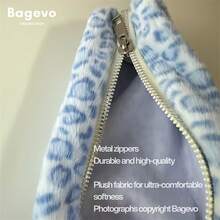 豹纹八角形绒面革铅笔盒/化妆包，男女通用铅笔盒/护肤品收纳袋，大容量便携柔软天鹅绒旅行化妆包，小巧铅笔盒，化妆刷收纳盒，冬季时尚配饰，便携式拉链化妆包 - 豹紋 - 查看 5