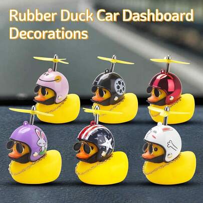 1 st gummianka instrumentpaneldekor, cool biltillbehör med propeller, hjälm, solglasögon och gyllene kedja