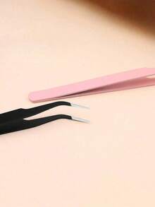 2/1pc Black Powder False Eyelash Tweezers Eyelash Tool Clip Eyelash Trim Eyelash Graft Eyelash Curler Dolphin Gold Feather Clip High Precision Flowering Tweezers - 粉紅色1pc - 查看 9