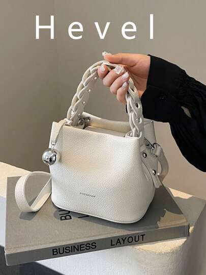 Mini Fashionable Clown Design PU Waterproof Fabric Bag, Letter Pattern, Metal Pendant Decor, Portable Square Handbag, Elegant Tote Bag, Business Commuter Bag, Suitable For Work, High-End Fashion Bag, Suitable For Daily Commute And Gatherings