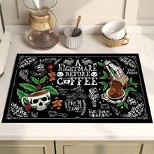 1pc Square Skull & Coffee Pattern Heat Insulation Pad, Trivet Mat, Desk Protector, Coffee Machine Mat, Kitchen Drainage Mat, Home & Kitchen Placemat - Multicolor - View 13