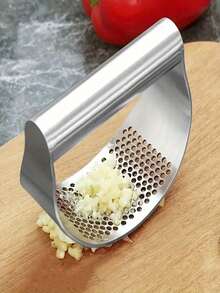 1pc Stainless Steel Garlic Press, Manual Garlic Crusher, Kitchen Tool For Making Homemade Garlic Paste And Ginger Juice - Multicolor - View 8