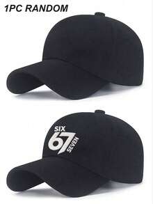 1 pieza Gorra de béisbol aleatoria, Decoración divertida de jugador de videojuegos con el número 67, Gorra de béisbol ajustable para exteriores, Accesorio con el número 67, Regalo de cumpleaños o vacaciones, Gorra de béisbol negra sólida - Multicolor - Ver 9