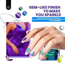 Beetles 20 Colors Cat Eye Gel Nail Polish Set - Glitter Red Green Blue Brown Black, Magnetic Base & Matte Glossy Top Coat, Galaxy Gemlight Soak Off UV Manicure Salon Gift For Women - Galaxy Gemlight - 查看 5
