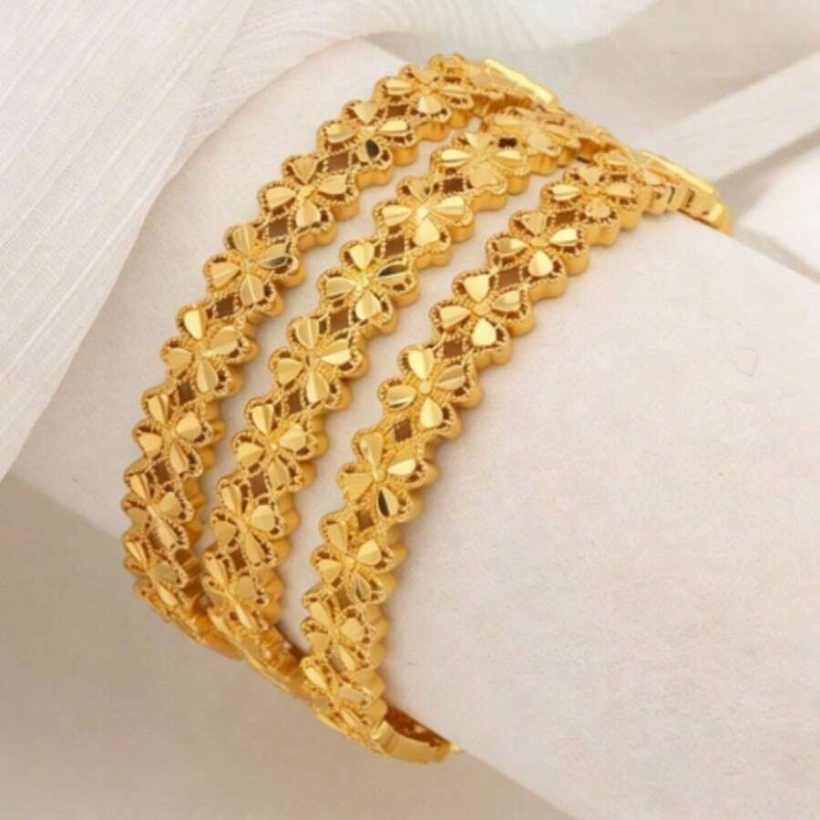 1件24K镀金时尚手镯，奢华新娘婚礼派对配饰，欧式风格 - 金色 - 查看 1