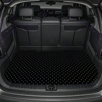 1pc Black & White Polka Dot Printed Trunk Mat - Durable Polyester Floor Liner, & Practical For Daily Travel, Lifting And Secure Cargo Storage, Car Trunk Mat, Vehicle Interior Accessory, Christmas Gift