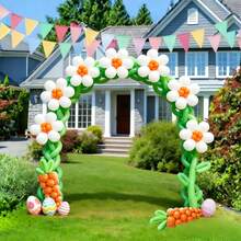 122件复活节主题气球拱门套装，复活节彩蛋气球花环套装，白色、橙色、紫色和绿色气球花环，适用于复活节、儿童节、春季庆祝活动、亲子活动日、幼儿园活动日、生日派对、开幕式、花园派对、复活节彩蛋日、春季派对 - 查看 6