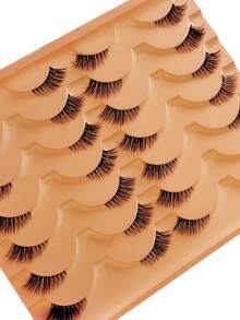 Rikuaild 14 Pairs Half Eye Cat Eye False Eyelashes, Fluffy Soft Natural Look With Clear Band, 3D Lashes Suitable For Eid Holiday, Party, Wedding, Bridesmaid, Travel, Vacation, Beach, Dating, Music Festival, Spring Day Makeup - Multicolor - View 8