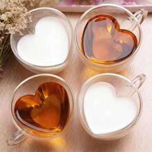 1-2-4-6件套 80毫升和200毫升双层心形玻璃杯，带把手，可重复使用，适用于茶包、浓缩咖啡、卡布奇诺，独特的婚礼、母亲节、教师节礼物 - 彩色 - 查看 16