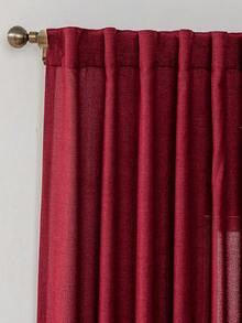 1 件棕色绳顶柔软舒适加厚面料透光乡村风格窗帘，适用于卧室、客厅、厨房 - 防紫外线，针织，无衬里，酒红色装饰性涤纶窗帘，易于清洁 - 酒紅色 - 查看 2