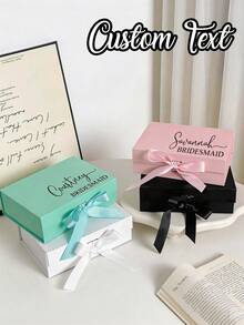 1 pieza Caja de regalo magnética blanca/rosa/negra/roja, cinta personalizable, caja de regalo para novia personalizada adecuada para boda, propuesta, despedida de soltera, caja de regalo con nombre de novia personalizado, ¿Serás mi dama de honor? Caja de regalo, caja de regalo de boda en blanco, regalo personalizado, caja de regalo con nombre de dama de honor personalizado - Multicolor - Ver 2