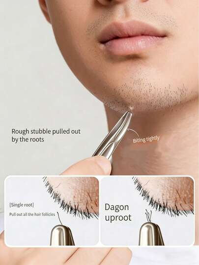 1/2pcs High Precision Gold/Silver Eyebrow & Facial Hair Trimmer Tweezers | Seamless Handle, Precise Short Hair Trimming, Easy Eyebrow, Mustache & Sideburn Shaping - Unisex Grooming Tool, Stainless Steel, Non-Electric