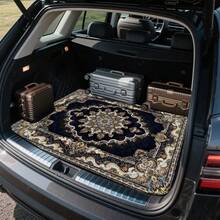 1 pieza Alfombra de maletero de estilo bohemio - Material de poliéster duradero, diseño impreso exquisito con intrincados patrones florales, adecuado para conductores diarios, camiones, sedanes, SUV, regalo de Navidad, uso en exteriores, alfombra de maletero | Estilo bohemio | Poliéster duradero - alfombrilla del maletero - Ver 3