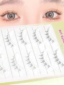 5对自然可爱6毫米下睫毛，一体式火焰设计假睫毛 - 黑色 - 查看 3