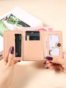 Fashionable Embroidered Tri-Fold Multi-Card Women Wallet, European And American Style Letter Design, Mini - Coffee - View 3