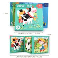 50pcs Montessori Magnetic Puzzle Book, 3-In-1 Colorful Animal, Vehicle, Farm, Ocean Scene Puzzles, Suitable For 3-6 Years Old Kids, Magnetic Game Book, Portable Travel Quiet Book, Montessori Toys, Cognitive Observation, Hands-On Learning, Preschool Kindergarten Activity, Christmas Birthday Gift For Boys And Girls - Multicolor - View 5