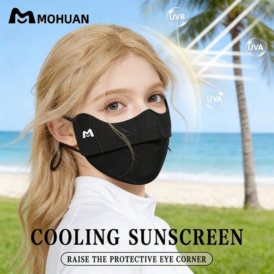 mohuan Mặt nạ chống nắng mùa hè, mặt nạ che nắng thoáng khí bằng lụa băng, mặt nạ thể thao chống nắng, mặt nạ xương cá 3D chống tia UV, phụ kiện mặt nạ chống nắng dành cho nữ. - Nhiều màu - Xem 1