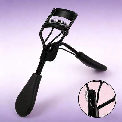 Black Eyelash Curler With Comb, Non-Damaging To Lashes, Lifts Lashes For Bigger Eyes, Portable Eyelash Curler With Silicone Pad, Curls And Shapes Lashes, Suitable For Daily Makeup Eyelash Curling