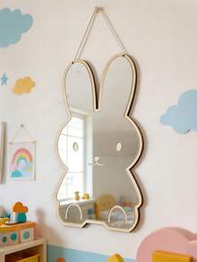 1 pieza Espejo decorativo con marco de madera con diseño de conejo lindo, adecuado para decoración de pared de habitación de niña, decoración de guardería de bebé - Multicolor - Ver 4