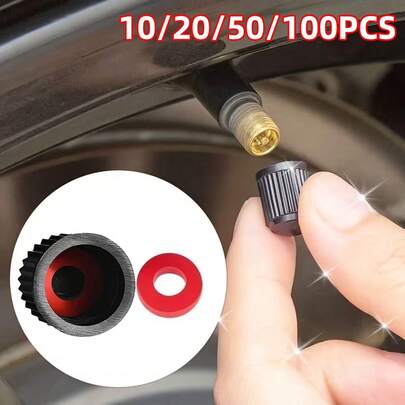 10/20/50/100 Stücke universelle Ventilabdeckung, Reifenventilkappe, schwarze Kunststoff Auto Reifenventil Staubabdeckung, universelle Ventilkappe für Autos, Fahrräder, LKWs, Motorräder, Reifenventil Staubschutzkappe, Kfz-Teile
