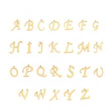 2件套新款经典大字母眼睛吊坠金色不锈钢项链，多层链条，女士款 - 金黃色 - 查看 4