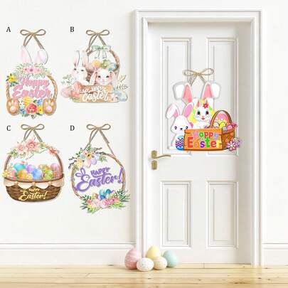 1pc/3pcs Easter Bunny Door Hanger, Happy Easter Decorative Hanging Ornament For Home, Front Door, Porch, Wall, Easter Party Supplies