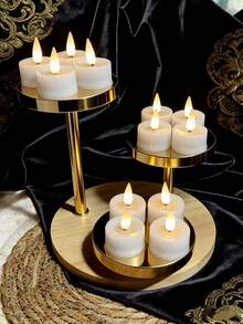 12pcs White Flameless LED Tealight Candles Set, Flickering Candle Lights For Halloween, Christmas, Birthday Party, Wedding And Other Holidays - White - View 2