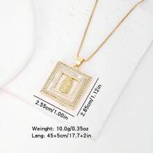 1件白色锆石18k镀金铜质几何圣母玛利亚吊坠项链，奢华简约珠宝，女士礼物 - 金色 - 查看 12
