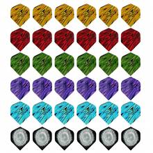 HUANQU 113件套飞镖配件套装，包含36个飞镖镖身、36个飞镖杆、5个镖翼保护套和36个弹簧环，适用于钢针/软针飞镖，提升精准度和控制力，是所有飞镖爱好者的理想之选。 - 彩色 - 查看 3