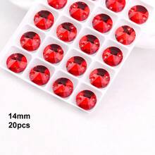 14毫米，20颗/包，扁平双孔精致玻璃水钻，圆形，适用于缝制婚纱、手提包、鞋子装饰、珠宝制作配件 - 14mm 20pcs - 查看 35