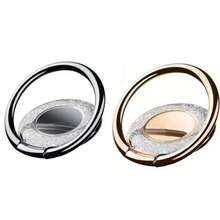 2个通用360°旋转指环手机支架，闪亮亮片款 - 黑色+金色 - 查看 10