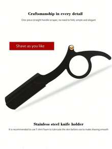1 Black Scraper+10 Blades;Unisex Folding Travel Straight Edge Razor Set With Ultra-Thin Stainless Steel Double-Sided Blades, Suitable For Home And Salon Beauty Use - Knife Holder - View 8