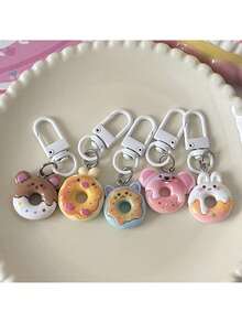 5pcs Random Donut & Rabbit Cartoon Keychain, Bag Pendant, Small Gift For Friends - Multicolor - View 7
