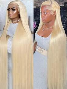 30英寸 613 蕾丝前假发 真人发 金色 13X6 高清透明蕾丝前假发 真人发 180% 密度 金色 无胶假发 613 高清直发蕾丝假发 - S613 - 查看 2