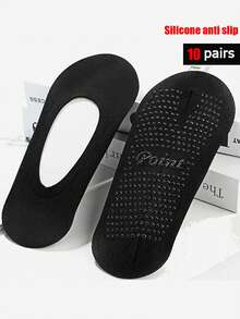 10 Pairs Disposable Non-Slip Socks, Black, Suitable For Spring & Summer - Black - View 3