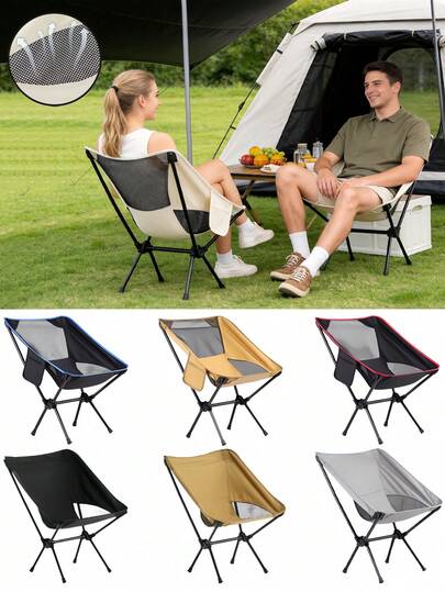 1 chiếc ghế xếp hình trăng khuyết 8 kiểu dáng, ghế không gian di động nhẹ, ghế gấp có tựa lưng, thích hợp cho câu cá, bãi biển, cắm trại, hoạt động ngoài trời. Khung chữ X, chịu tải cao, chống trượt, lắp đặt nhanh chóng, kèm túi đựng, lưới thoáng khí và túi có ngăn, có thể gấp gọn.