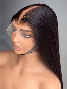 13X6 HD Transparent Lace Front Wigs Brazilian 15A Human Hair Straight Lace Front Wigs Swiss Lace Pre Plucked 13X4 Transparent Lace Wigs With Baby Hair Natural Black Hair For Women 200Density - Natural Black - 查看 18