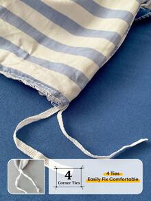 3pcs/Set, Simple Blue & White Striped Korean Style Duvet Cover Set (1 Duvet Cover + 2 Pillowcases, Comforter & Pillow Inserts Not Included), Washed Synthetic Fiber, Full Size, Soft & Comfortable, Suitable For Dorm, Home Bedroom, Hotel, All Seasons, Zipper Closure, Multi-Color Durable, Oversized Bedding Set - 藍色 - 查看 9