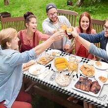 3pcs American Camping Style! Fishing Element Tablecloth & Chair Cover Set - Durable Polyester Elastic Edge Rectangular Outdoor Tablecloth Set, Suitable For Indoor, Patio, Camping, Party, Kitchen, With Elastic Hem Camping Decor Tablecloth - Multicolor - View 7