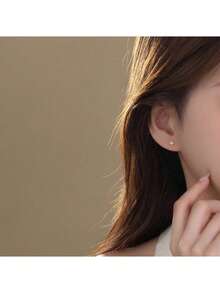 1对精致四角星耳钉，925纯银小巧百搭星形耳环，螺丝耳堵，适合耳骨佩戴 - 星-1 - 查看 3