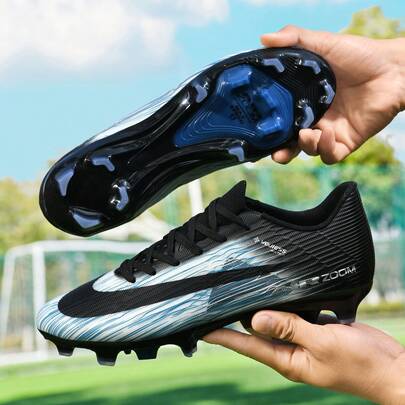 WEJIESS 1双男士AG足球鞋，专为世界杯设计，适合校园草坪，防滑，透气，便携，低帮长钉运动鞋