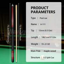 13毫米枫木杆头台球杆，波西米亚风格，适用于美式台球和台球训练 - 紅色 - 查看 4